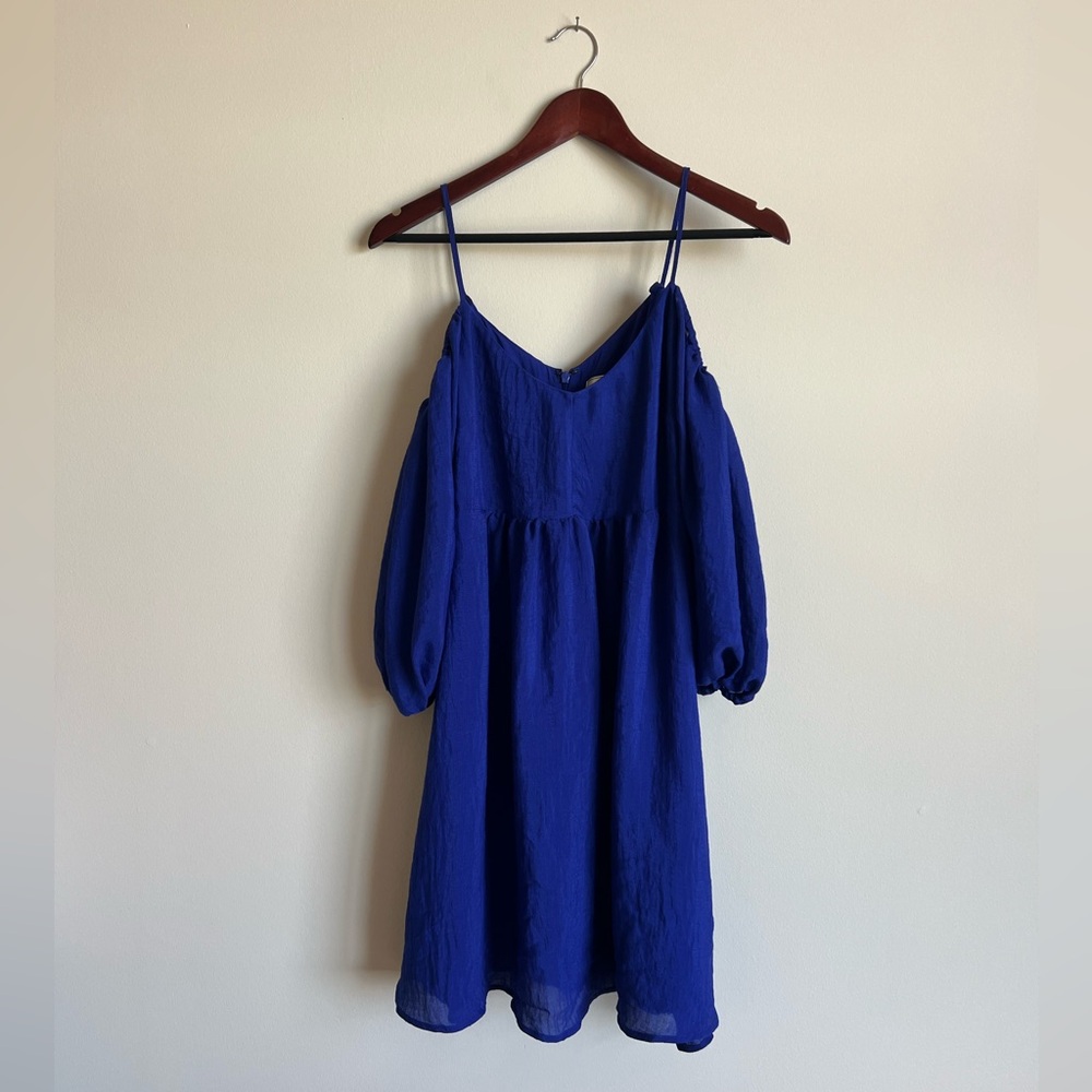 Anthropologie Moulinette Soeurs Carina Dress Blue Cold Shoulder Dress Sz XS